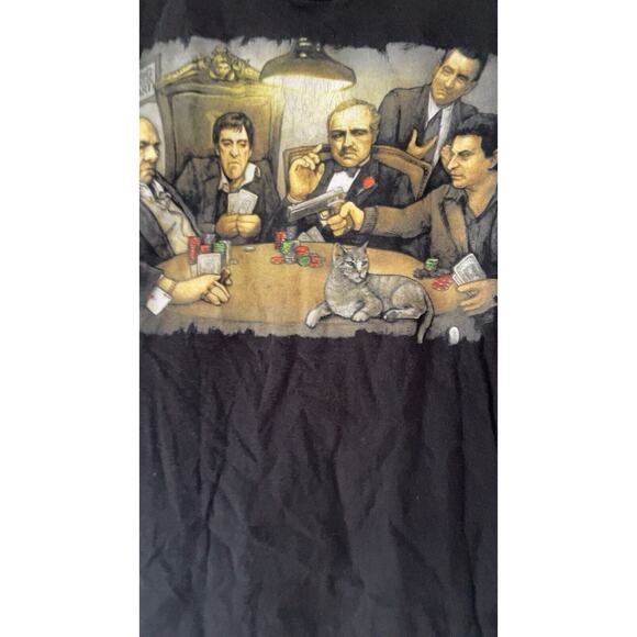 Mens Movie Mobster Poker T Shirt Black Size Small - Picture 2 of 3